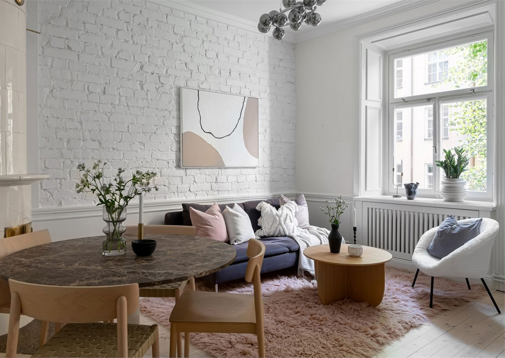 斯德哥尔摩白色砖墙公寓,混搭风格魅力十足-1
