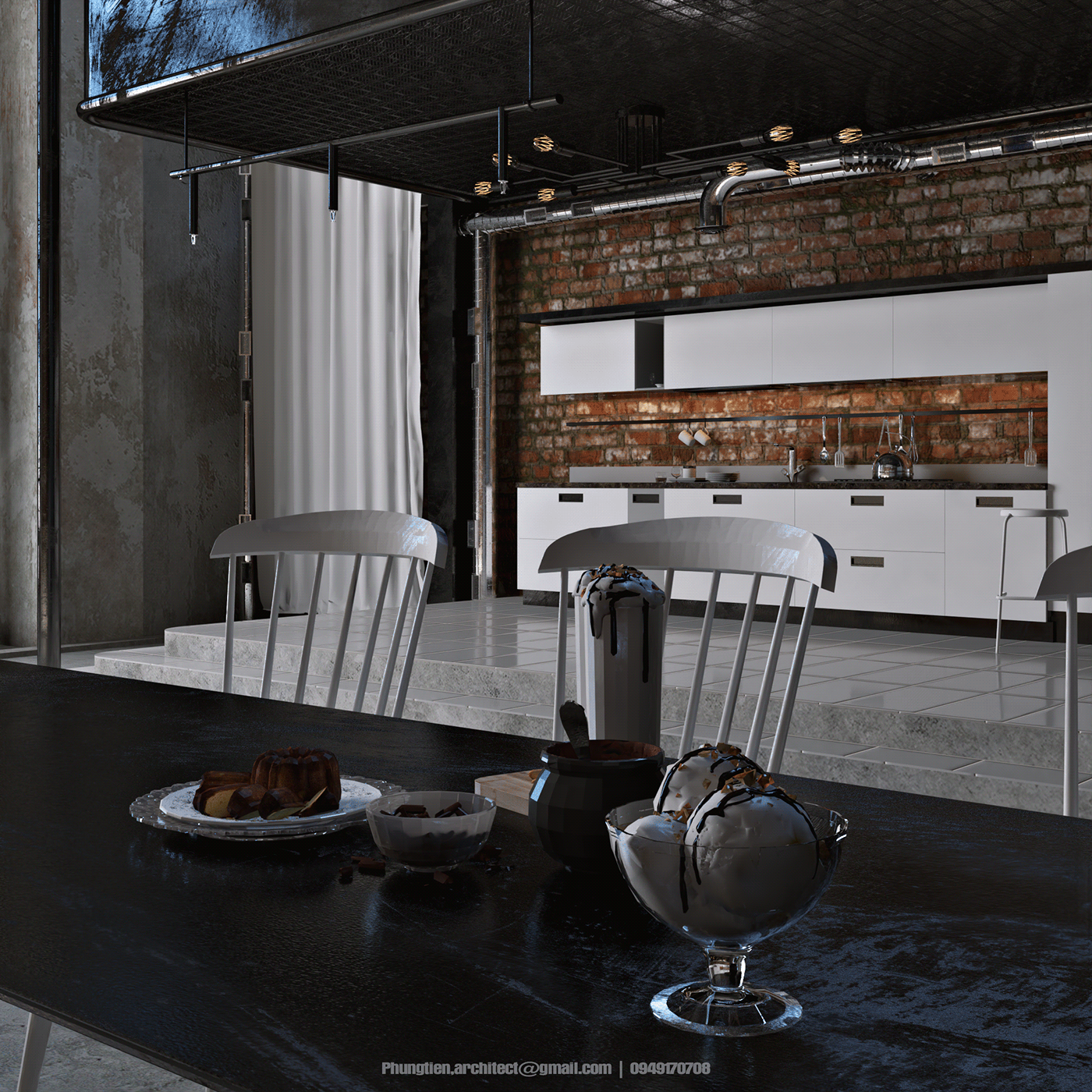 Anastasiya Gushchina丨公寓丨CGI | INDUSTRIAL INTERIOR DESIGN | HOUSE-2