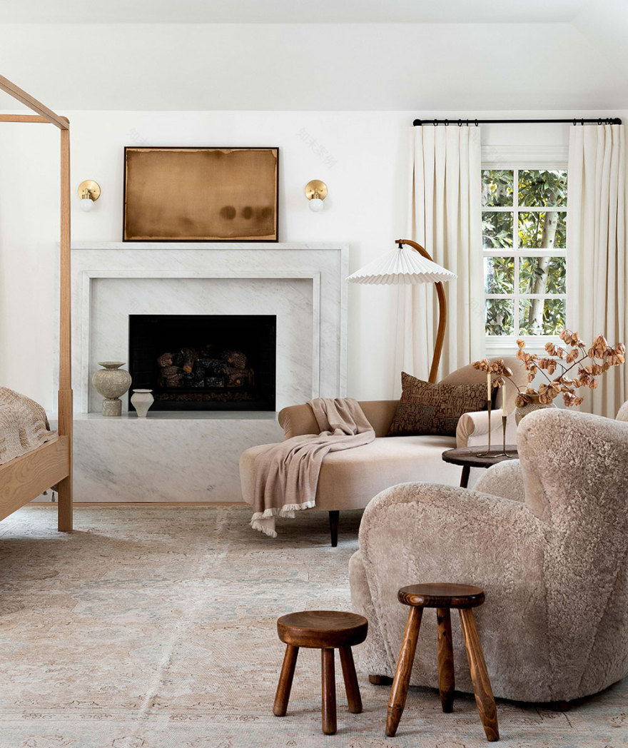 加州著名博主的温馨石制壁炉之家-12