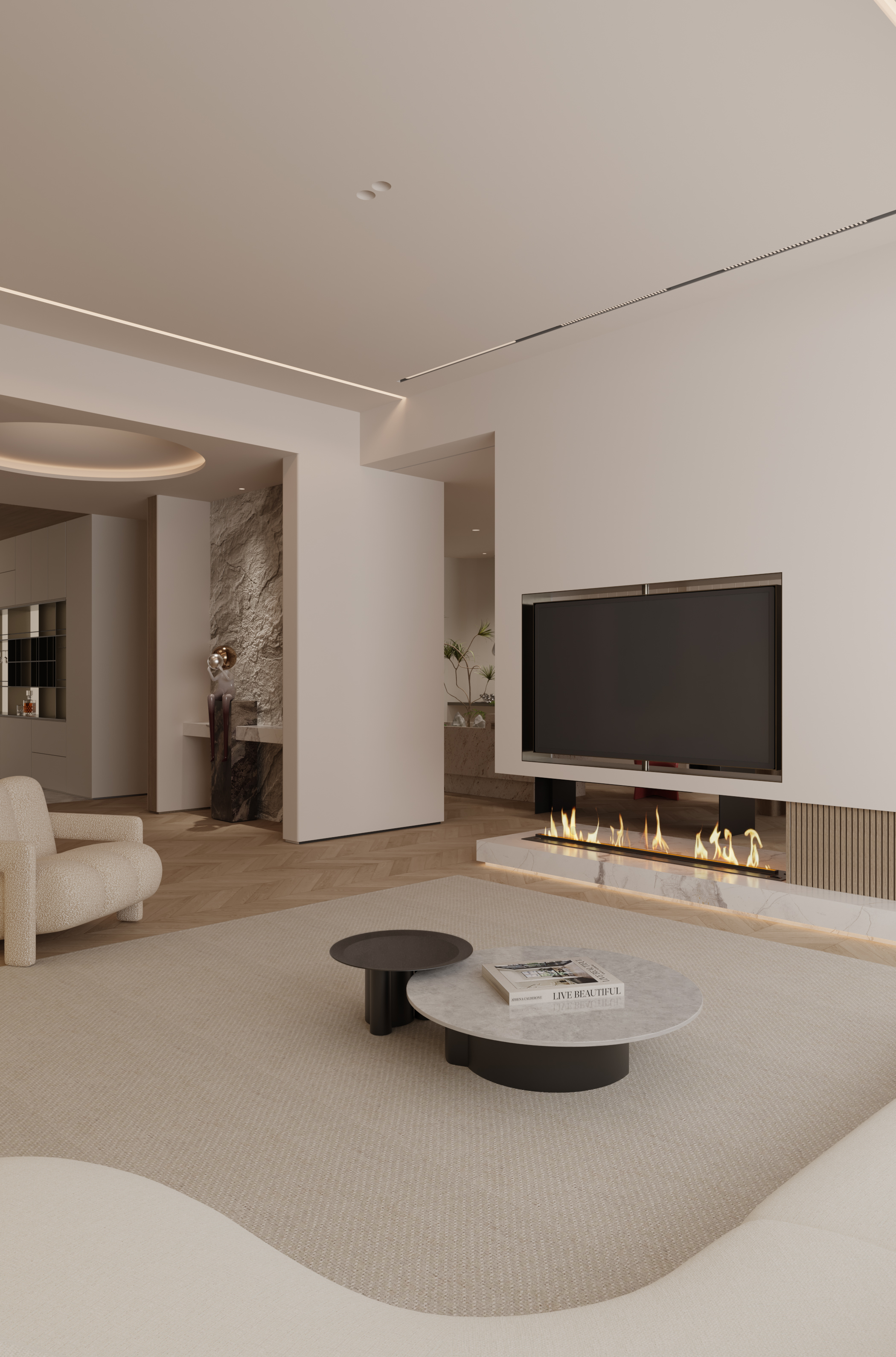 现代奶油风大平层-3