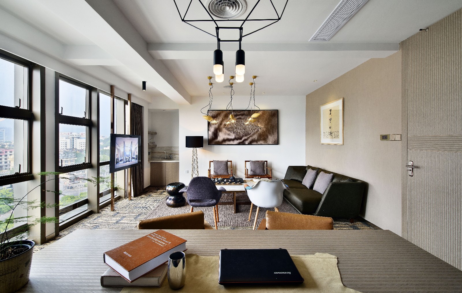 飞向城市的灰——100㎡福州乌山荣域现代住宅  回形真设计-8