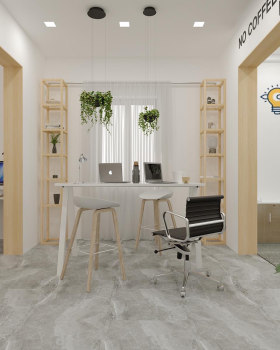 A tiny office interior