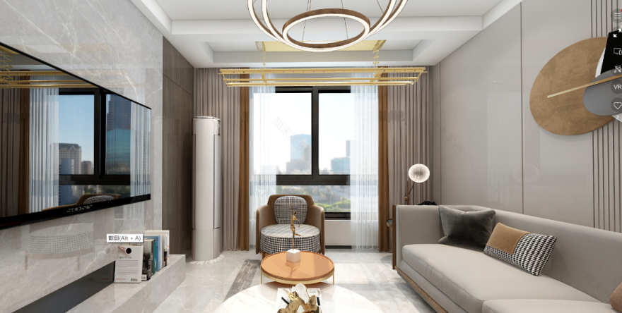 66㎡现代简约三室一厅设计-0