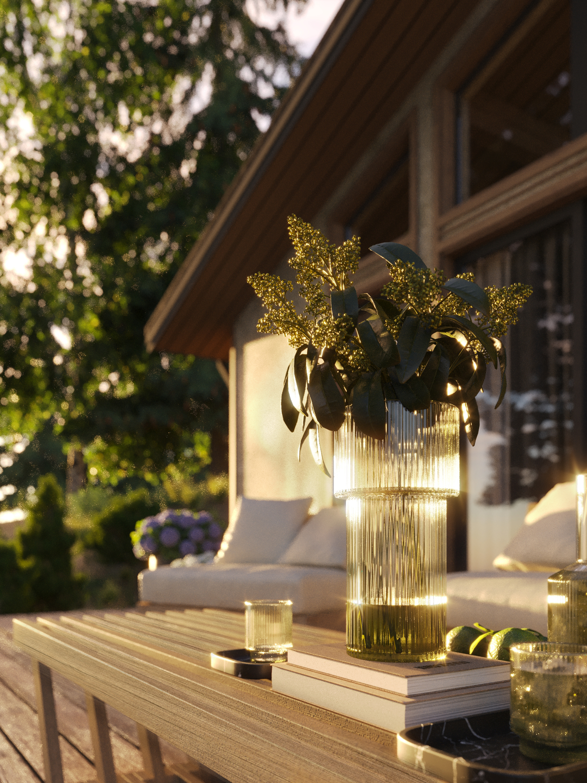 Forest House with Terrace and Pond-7