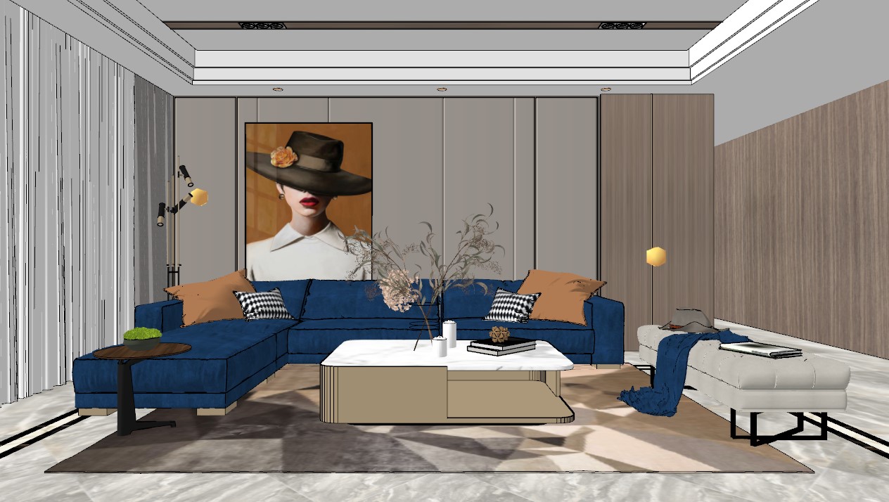 免费的Sketchup客厅模型-1