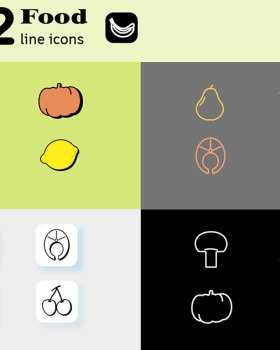 12 food line icons