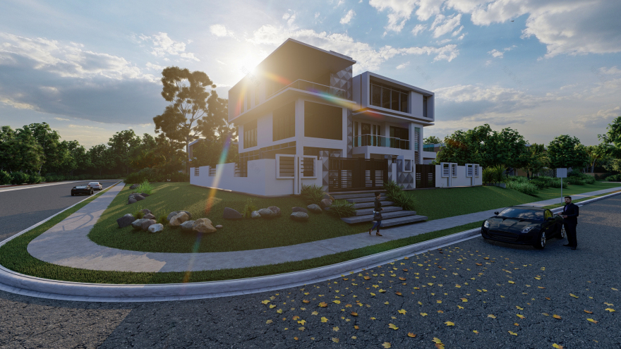 Simple Villa Style Revit Design-1