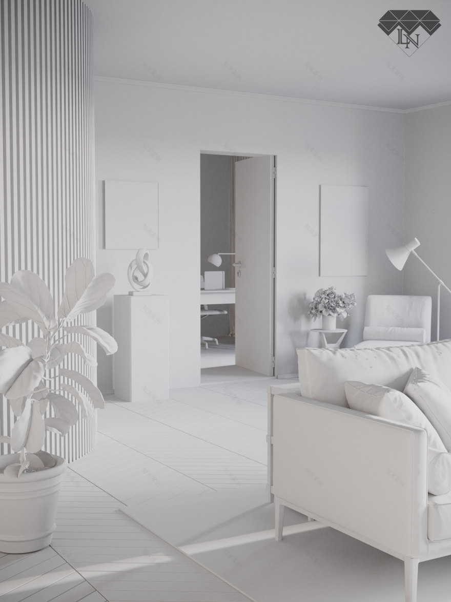 可视化客厅设计丨Luiza Nowak-11