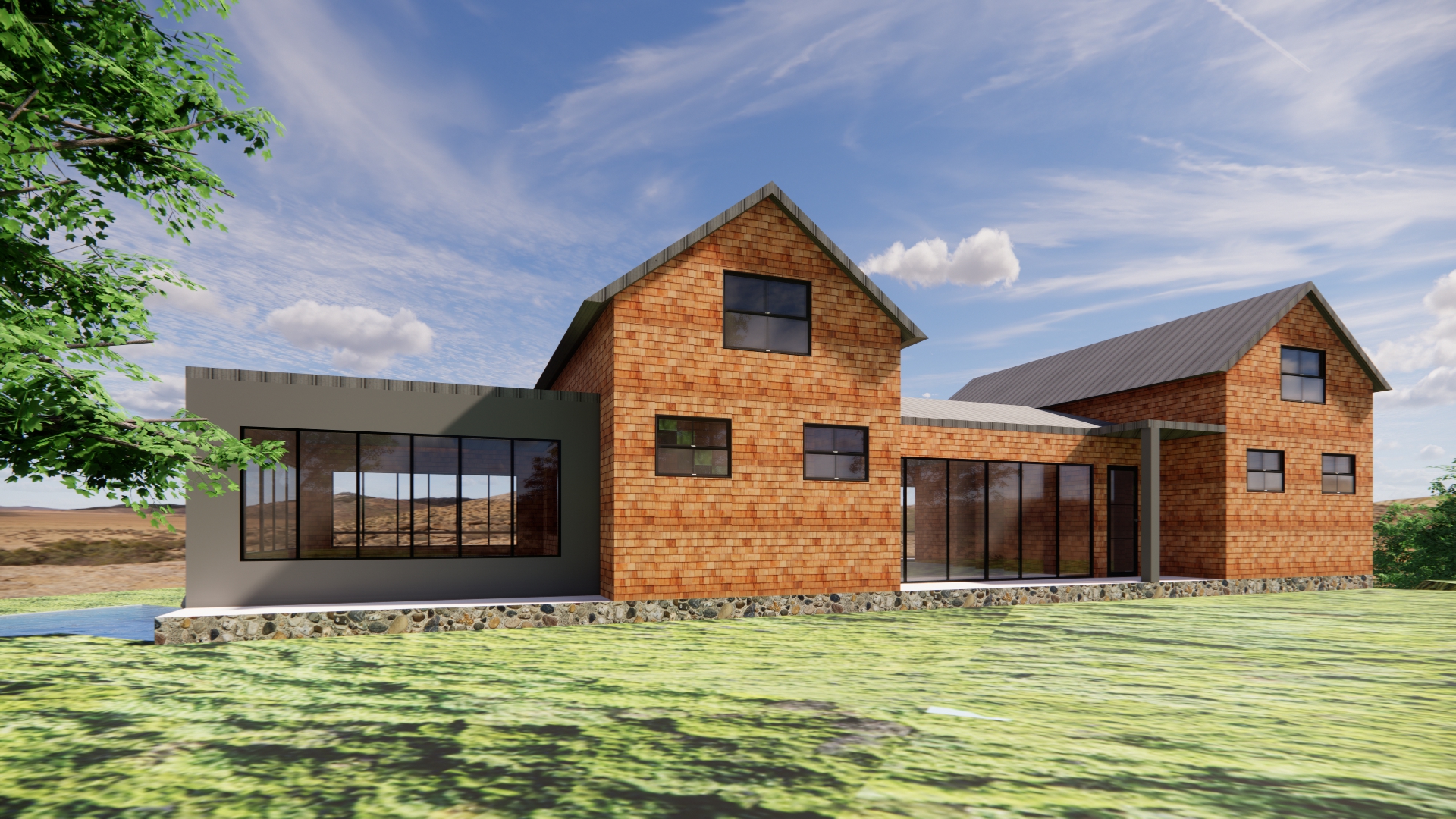 Modern House Elevation in a Hilly Area-4