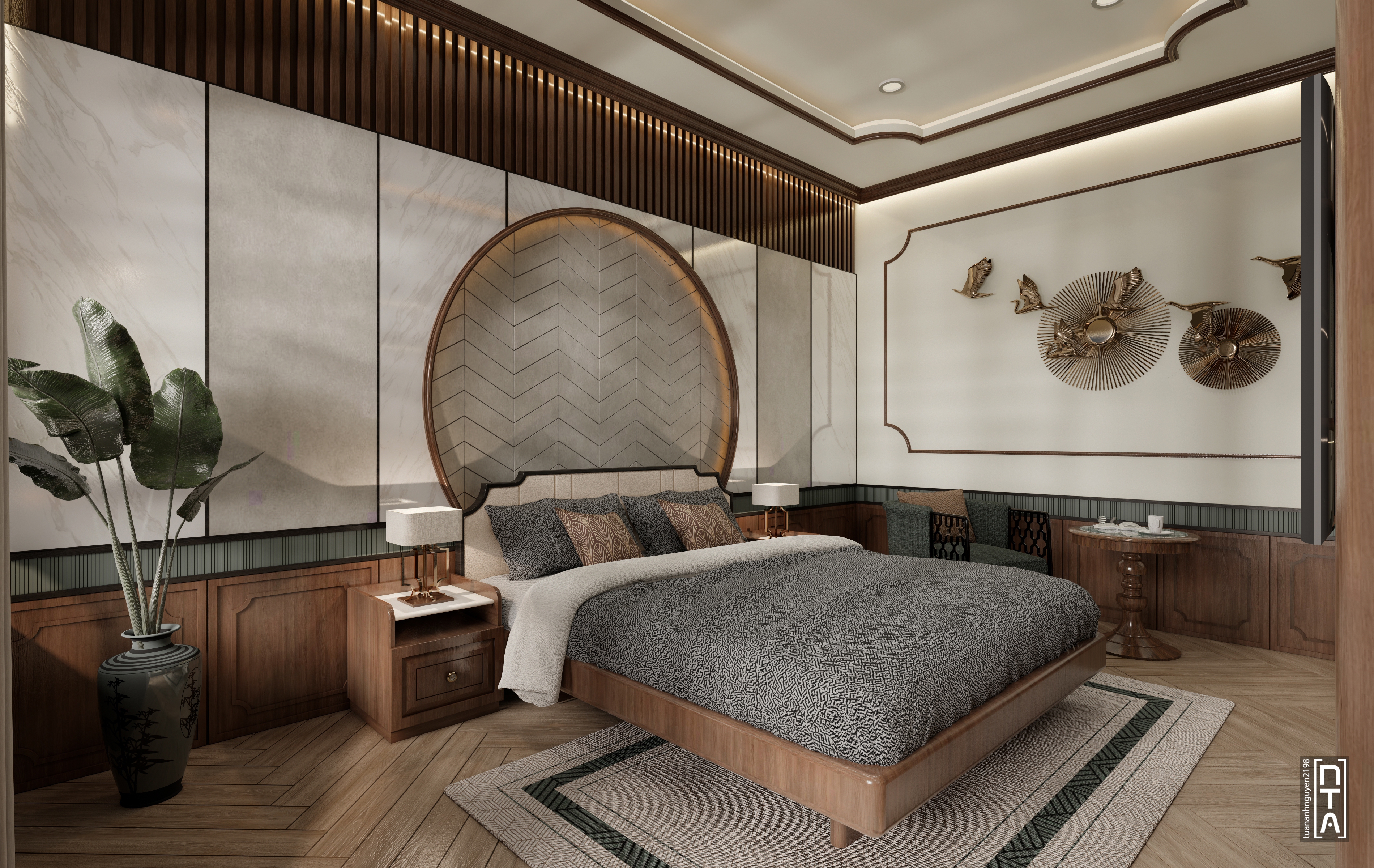 Indochine walnut wood- Townhouse interior-6