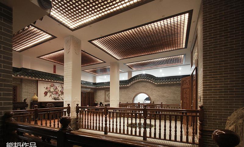 苏州园林别墅 | 实木吊灯栅格天花，打造气势磅礴之美-17