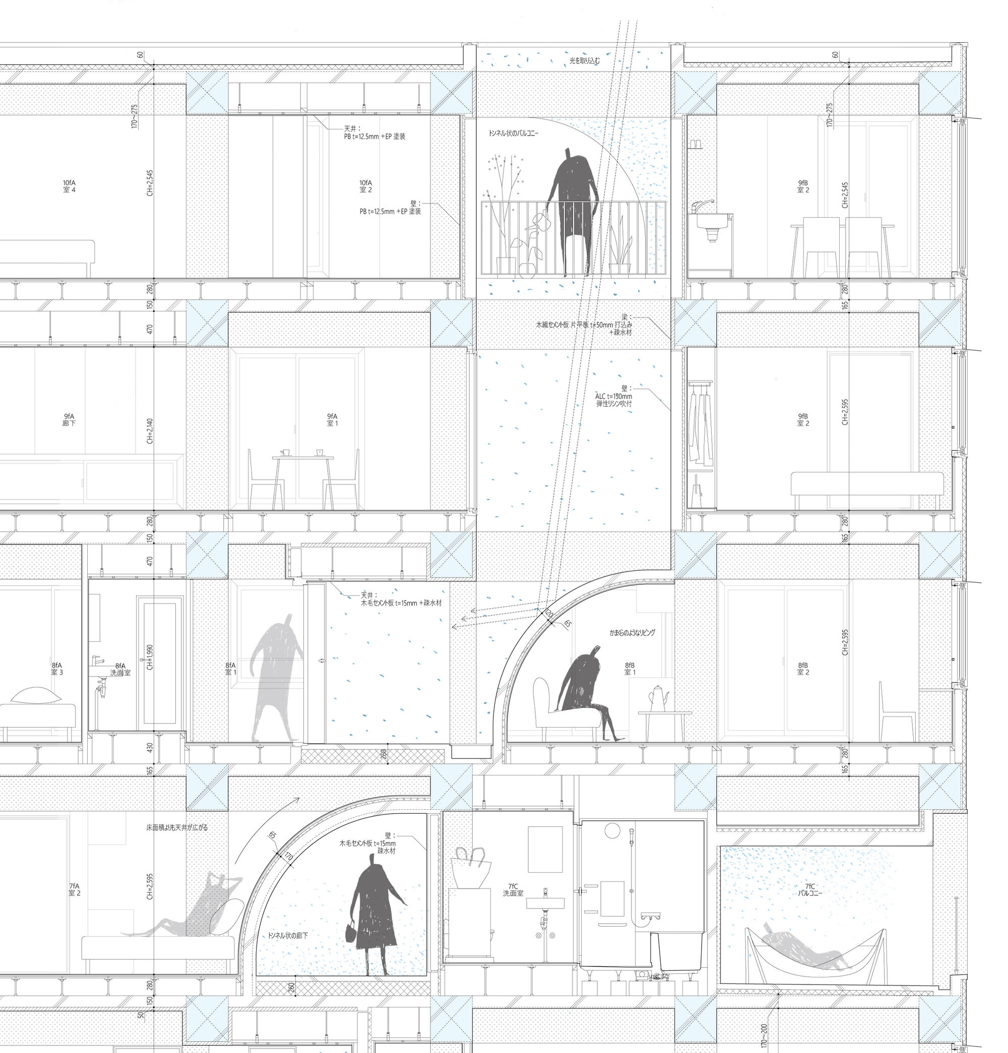 三日月坂公寓丨日本东京丨Hiroyuki Ito Architects-36