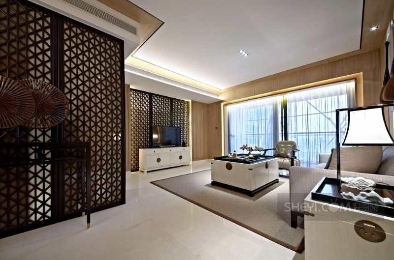 中洲中央公园二期新中式风格样板房设计-1