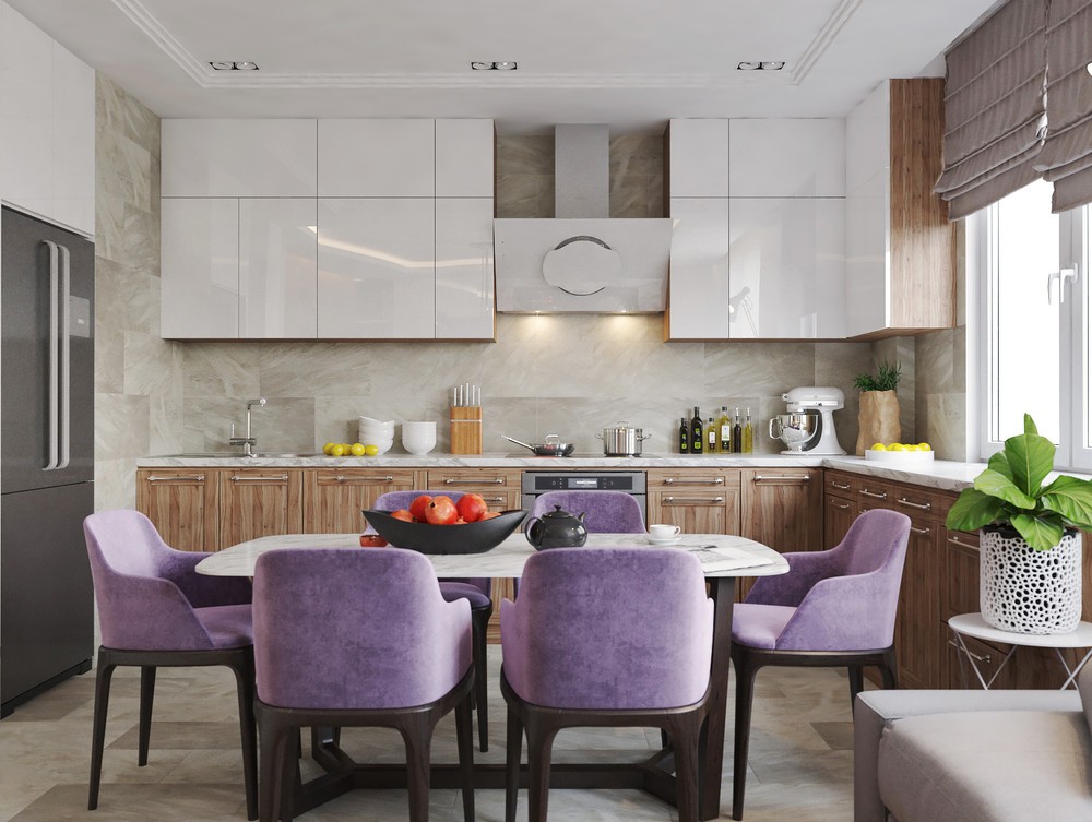 27㎡客厅,厨房和餐厅一体化空间设计丨设计师 Евгений Глазов-0