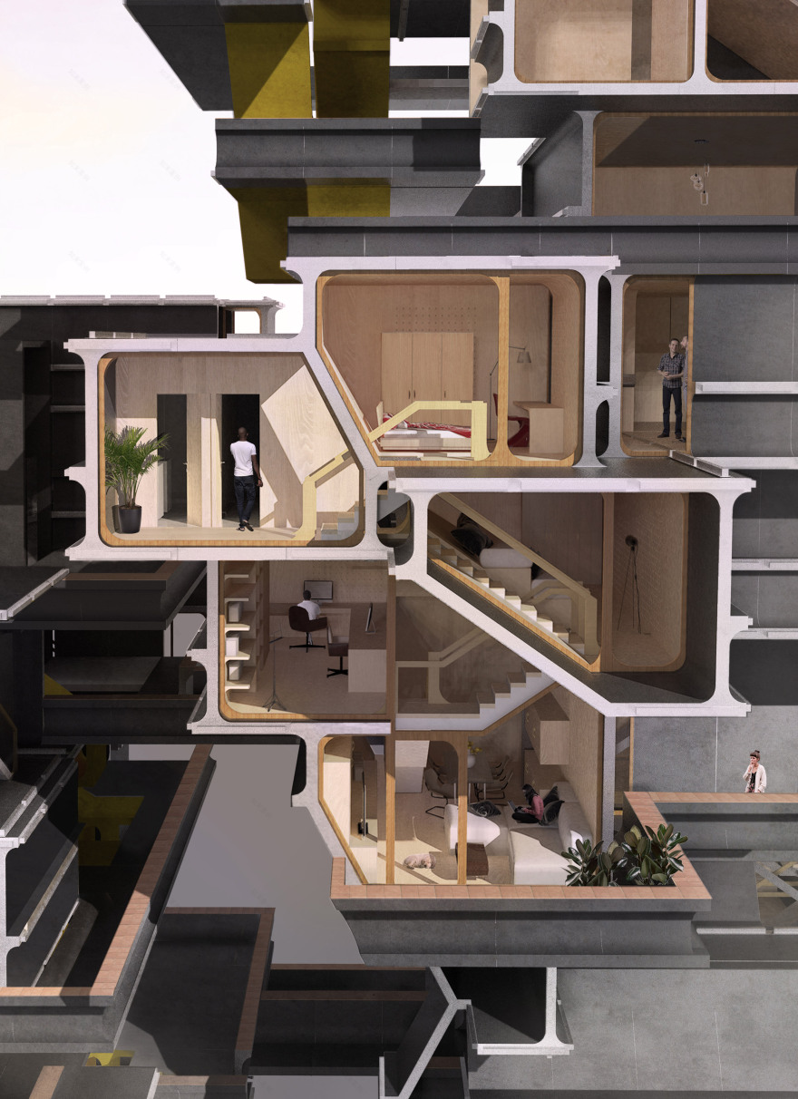 Julia Baltsavia designs construction system for housing based on I-beams-8
