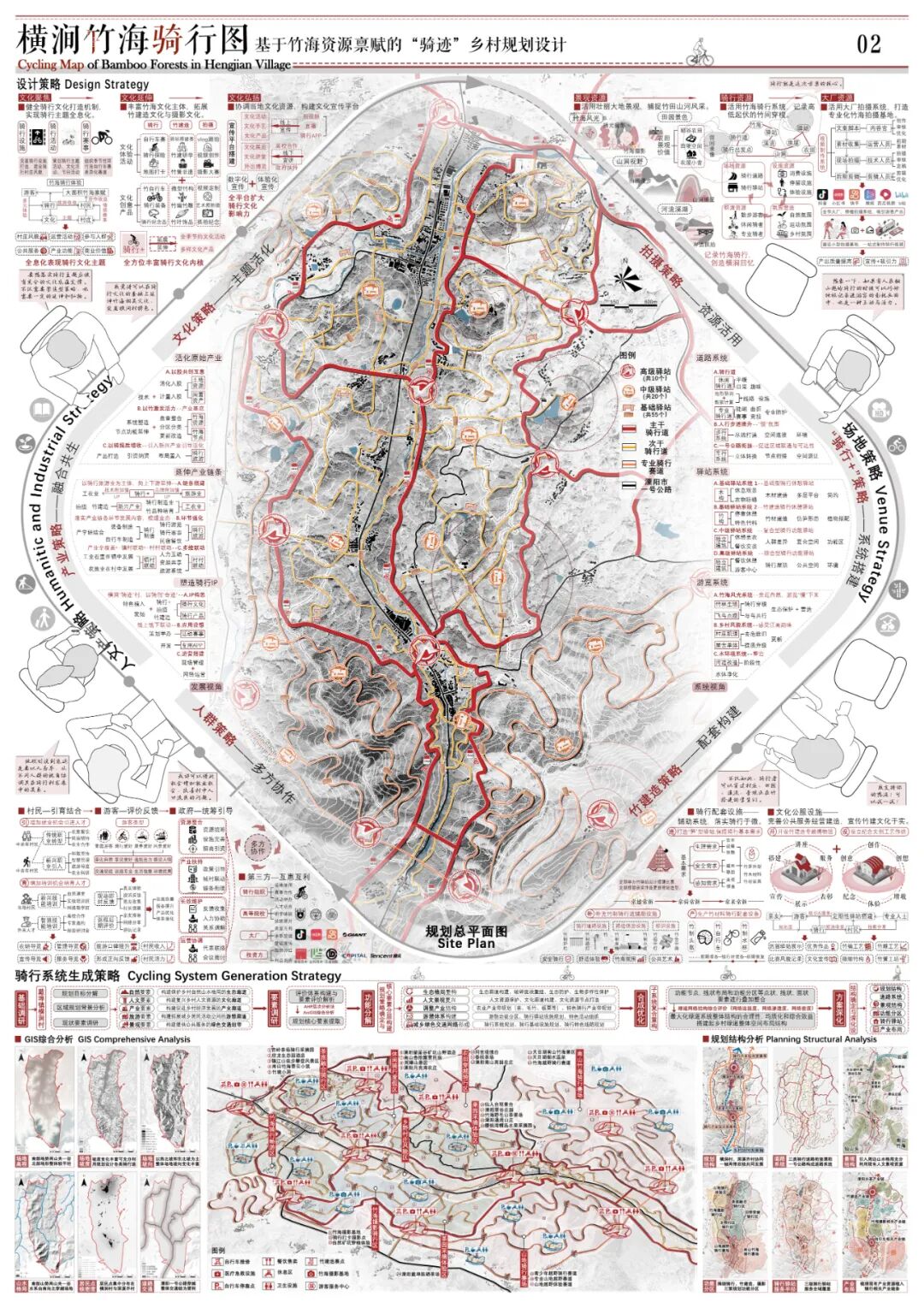 重大大三超强“建筑+城规”组合获大学生乡村规划竞赛最佳创意+二等奖！格局打开！乡村振兴巧妙代入“竹海骑行”理念，感知立体景观变化-28