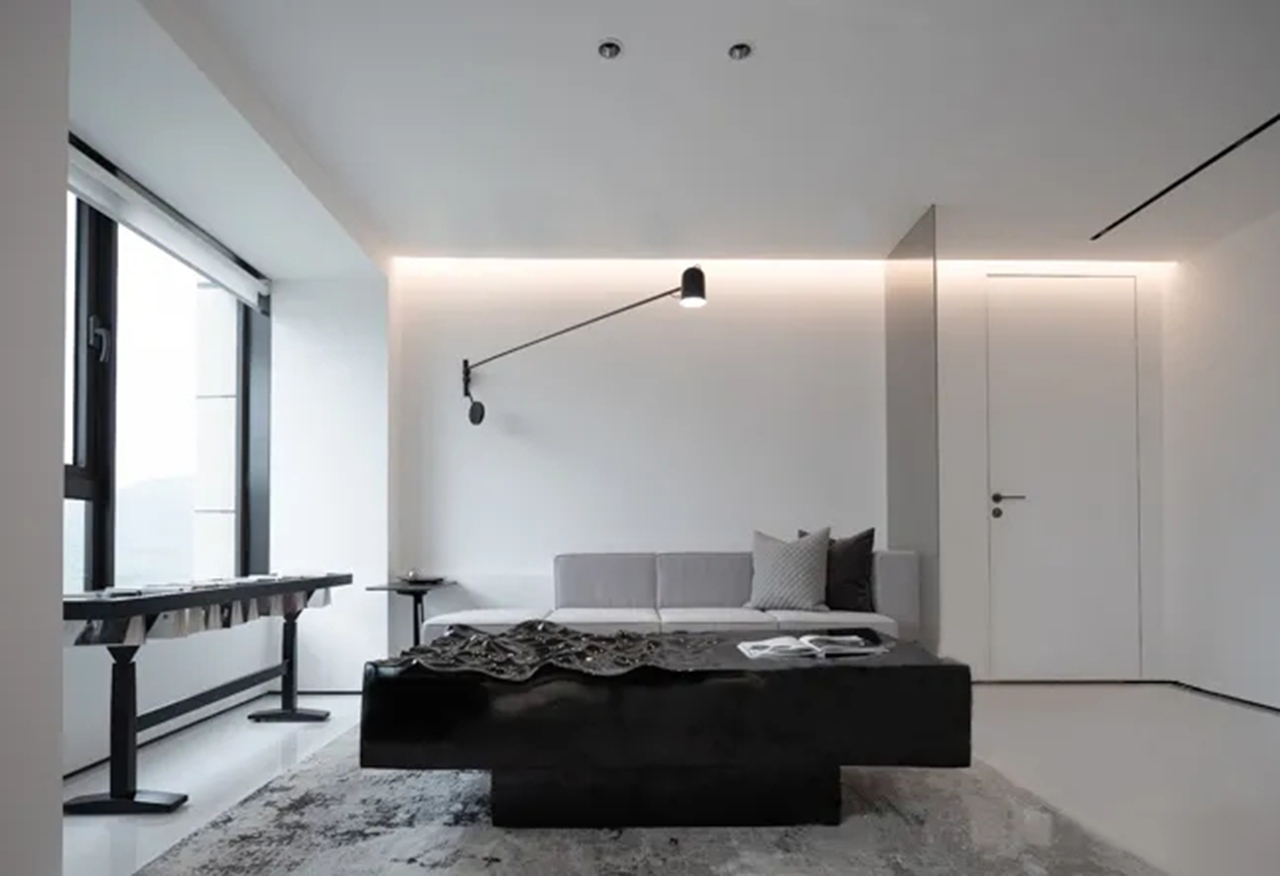 星河山海半岛顶层会所 | 黑与白的极简平衡之道-36