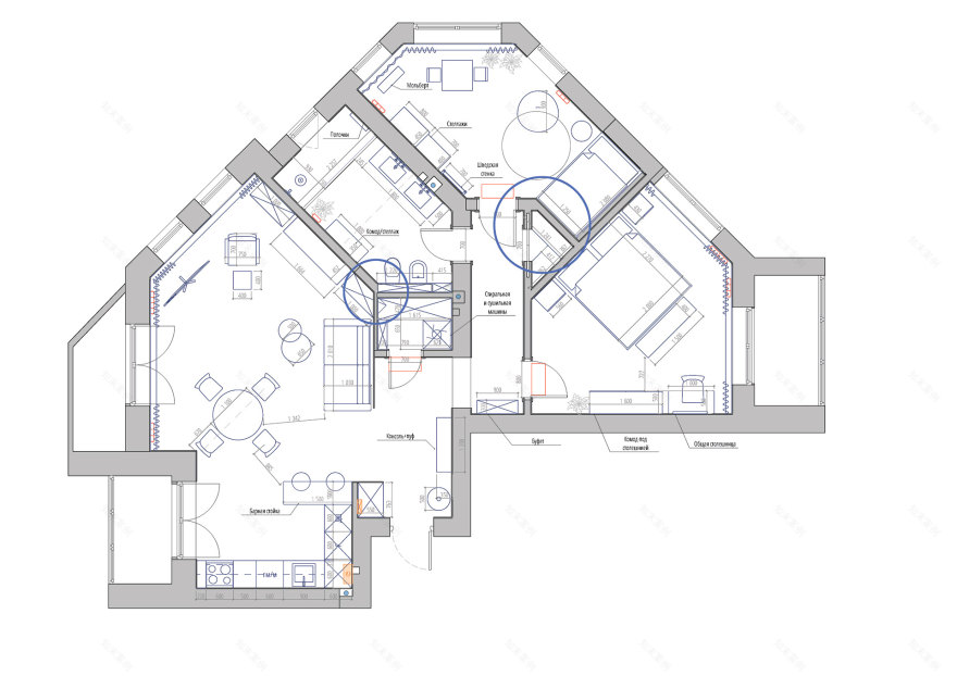 90平米海滨三居室公寓设计项目丨俄罗斯加里宁格勒丨娜塔莉亚·兹马钦斯卡娅工作室-22