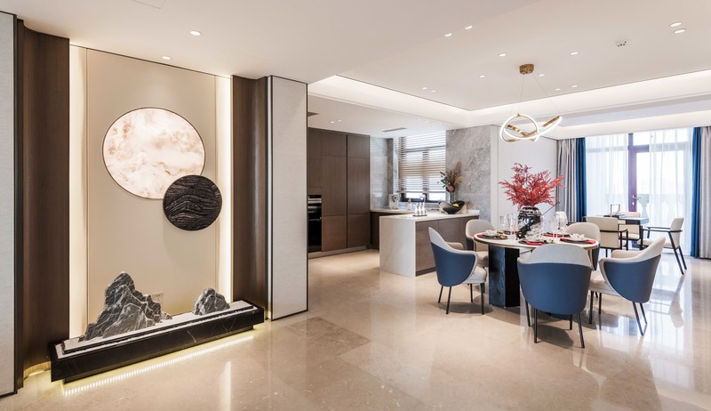 青岛金沙滩高层临海大平层生活示范空间-2