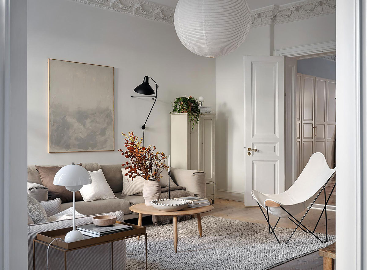 瑞典 76 平米公寓的温暖秋日内饰设计-1