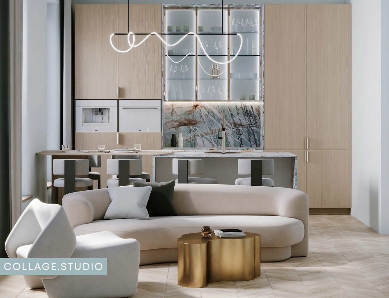 浅蓝色+木质 美的纯粹又自然。-0