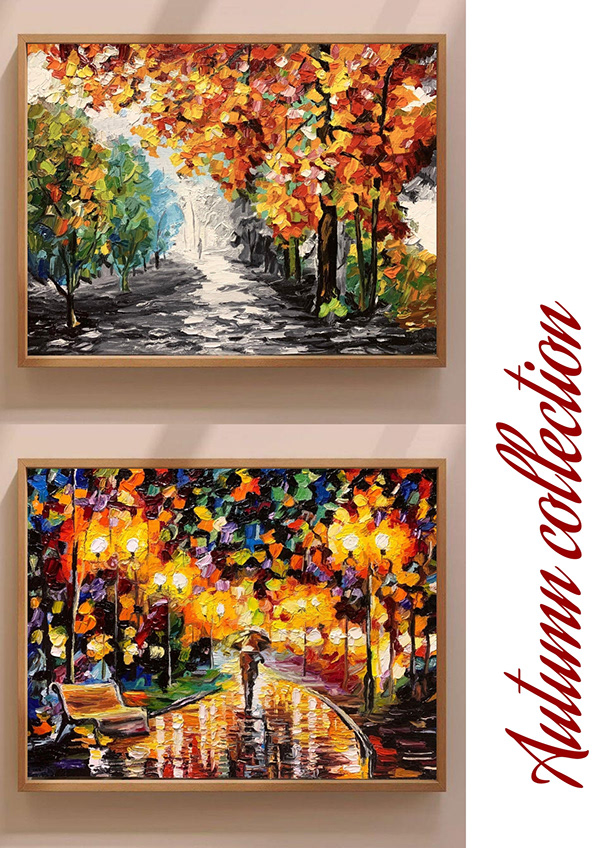 Autumn Impasto Art Series 6 Oil Paintings for Interior-2