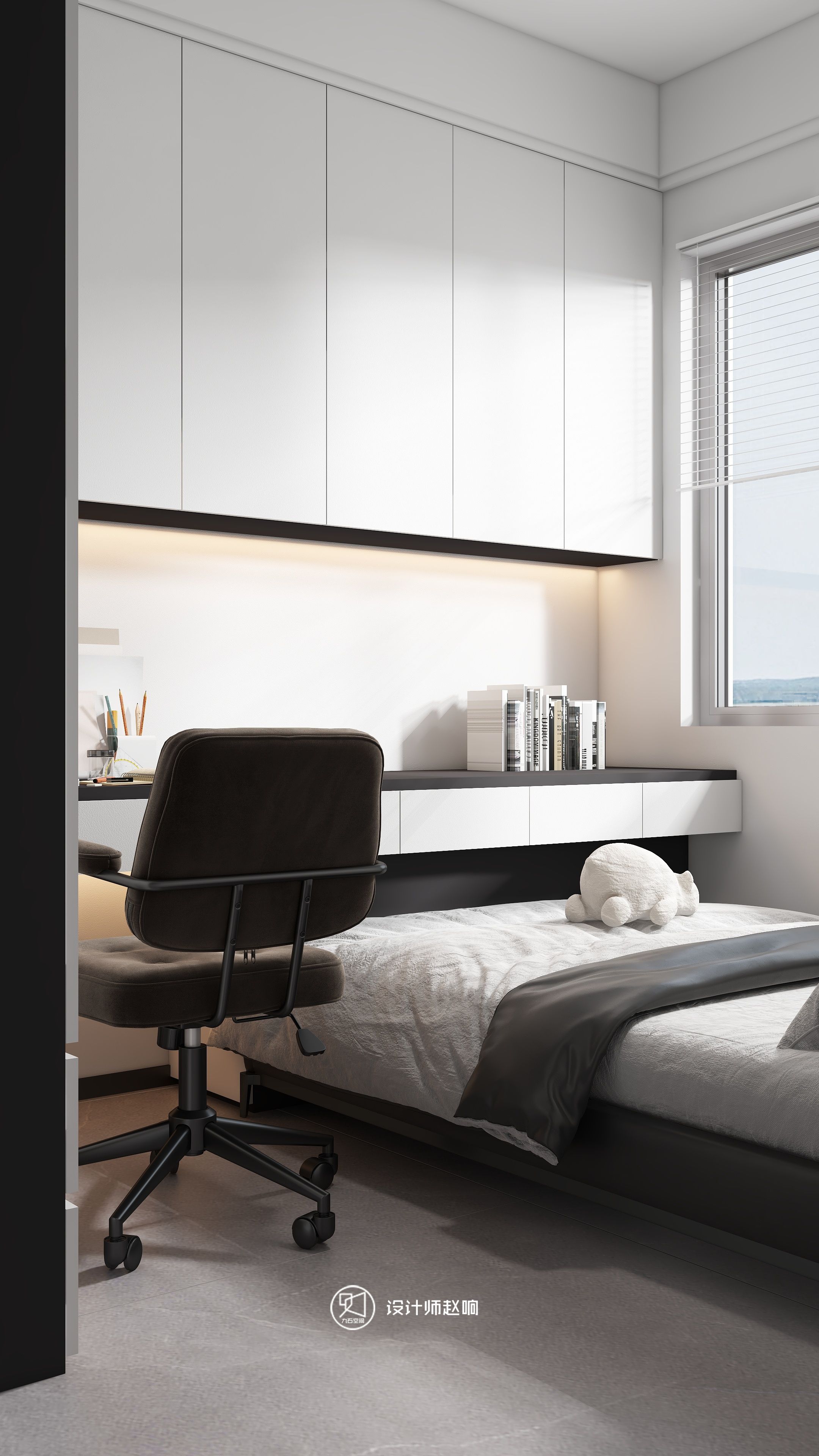 135㎡黑白灰风格住宅设计-36