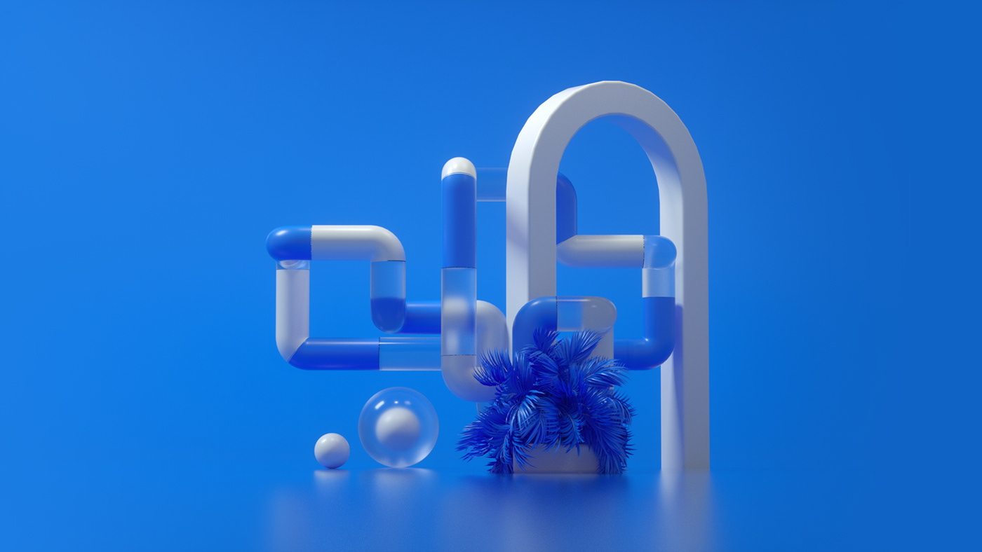 三维渲染的抽象建筑网页概念设计-6