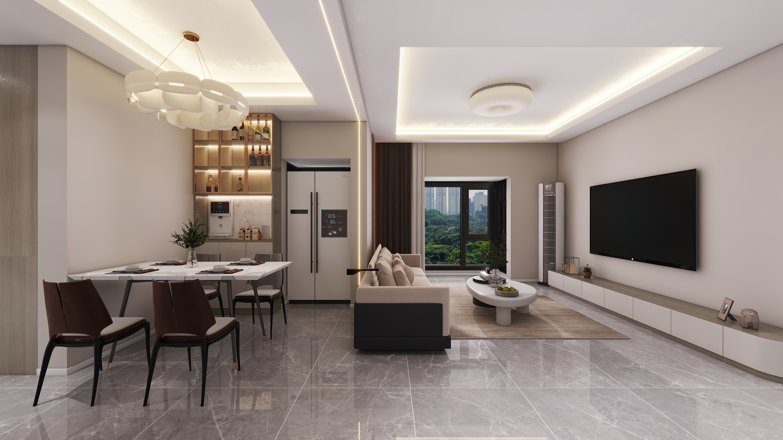 四川成都世家东部时空（93平方现代简约三居室）-7