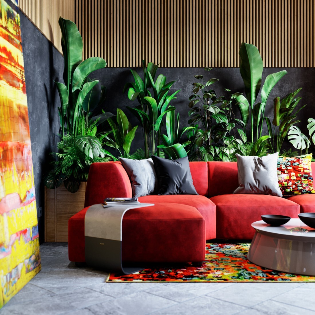 乌克兰 116㎡惊艳红色时尚美宅-1