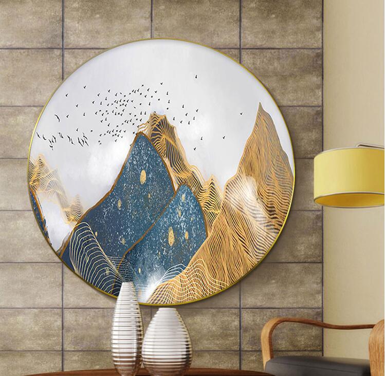 沙发背景墙装饰画玄关圆形画餐厅挂画-5