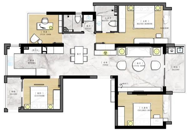 奶油色现代大宅丨铭品装饰-9