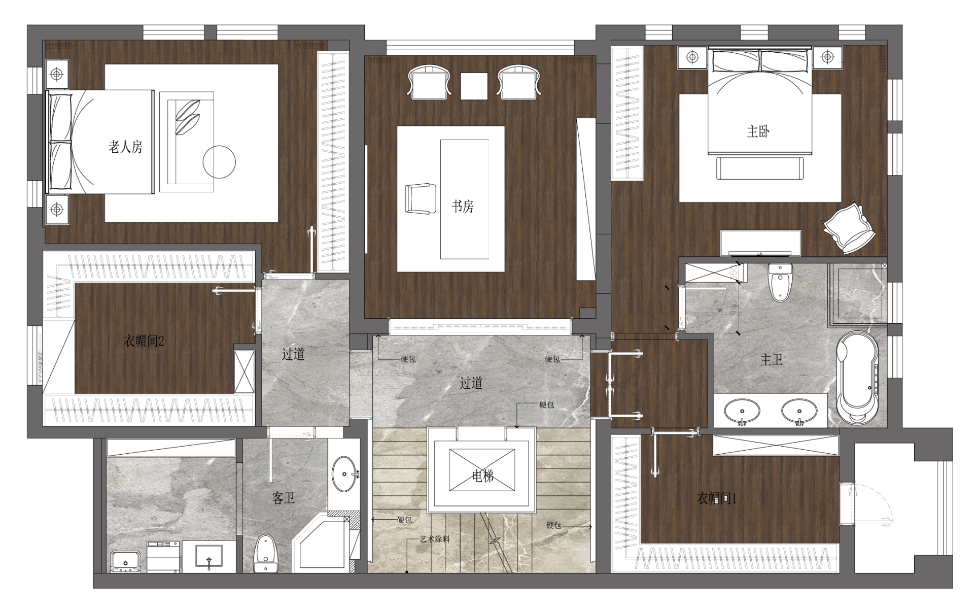 深色木饰面的别墅艺术丨中国杭州丨杭州木维设计-45