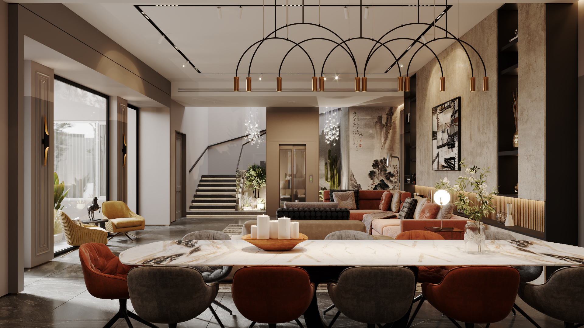 Living & Dining area -Private villa KSA -2020-2