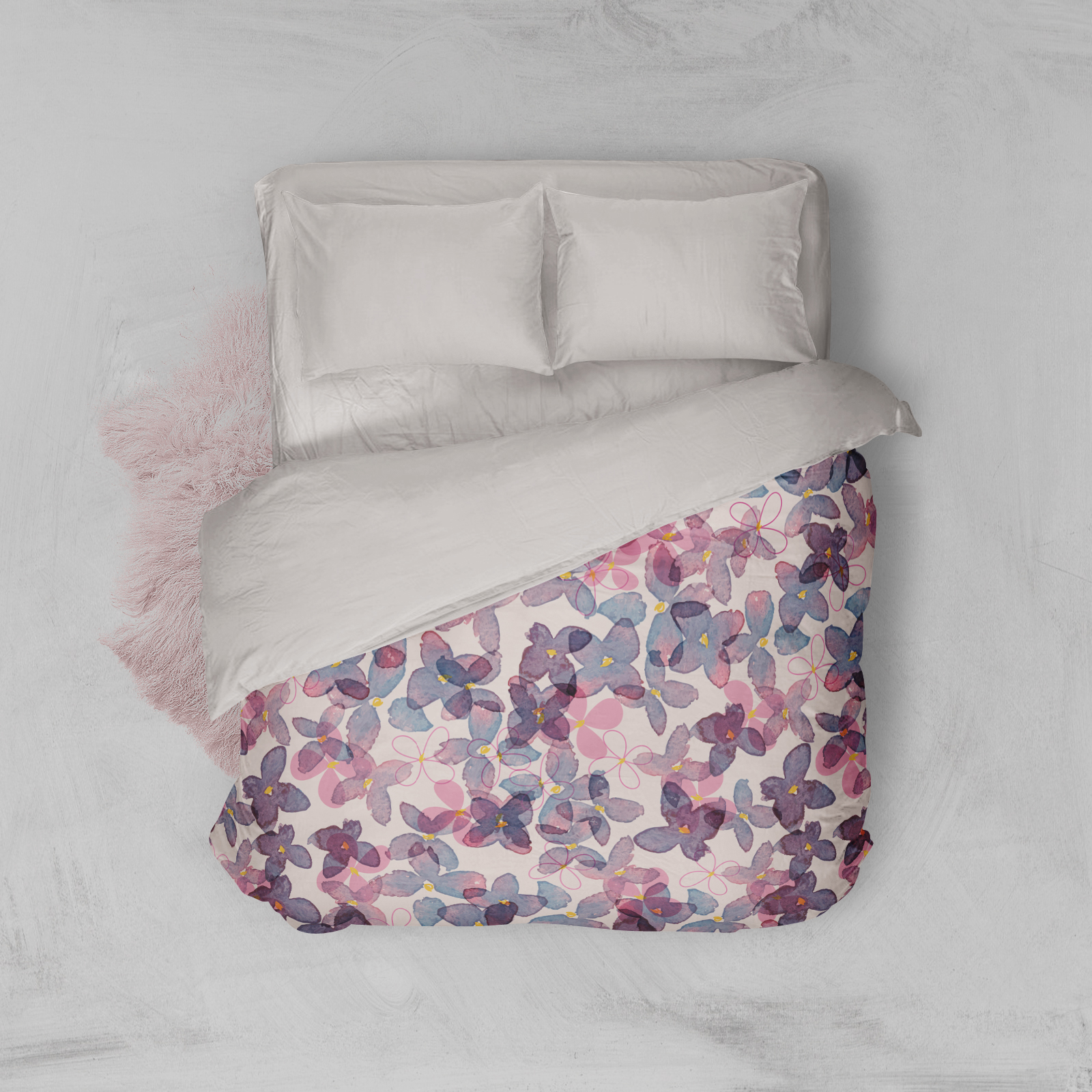 无缝图案 淡雅丁香紫-3