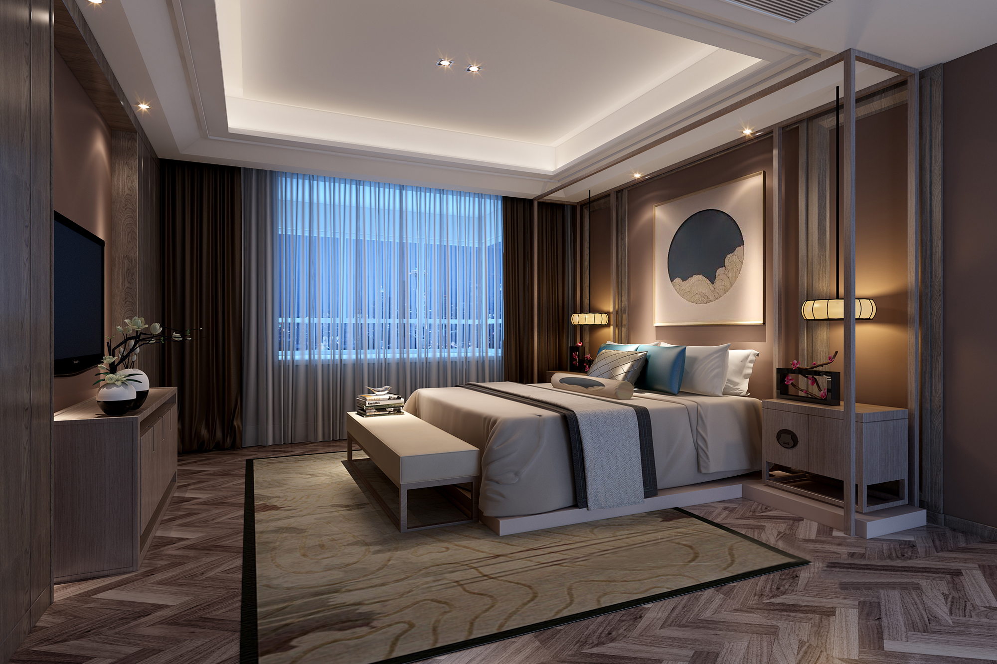 新中式 中式古典 奢华家装别墅样板房-9-37