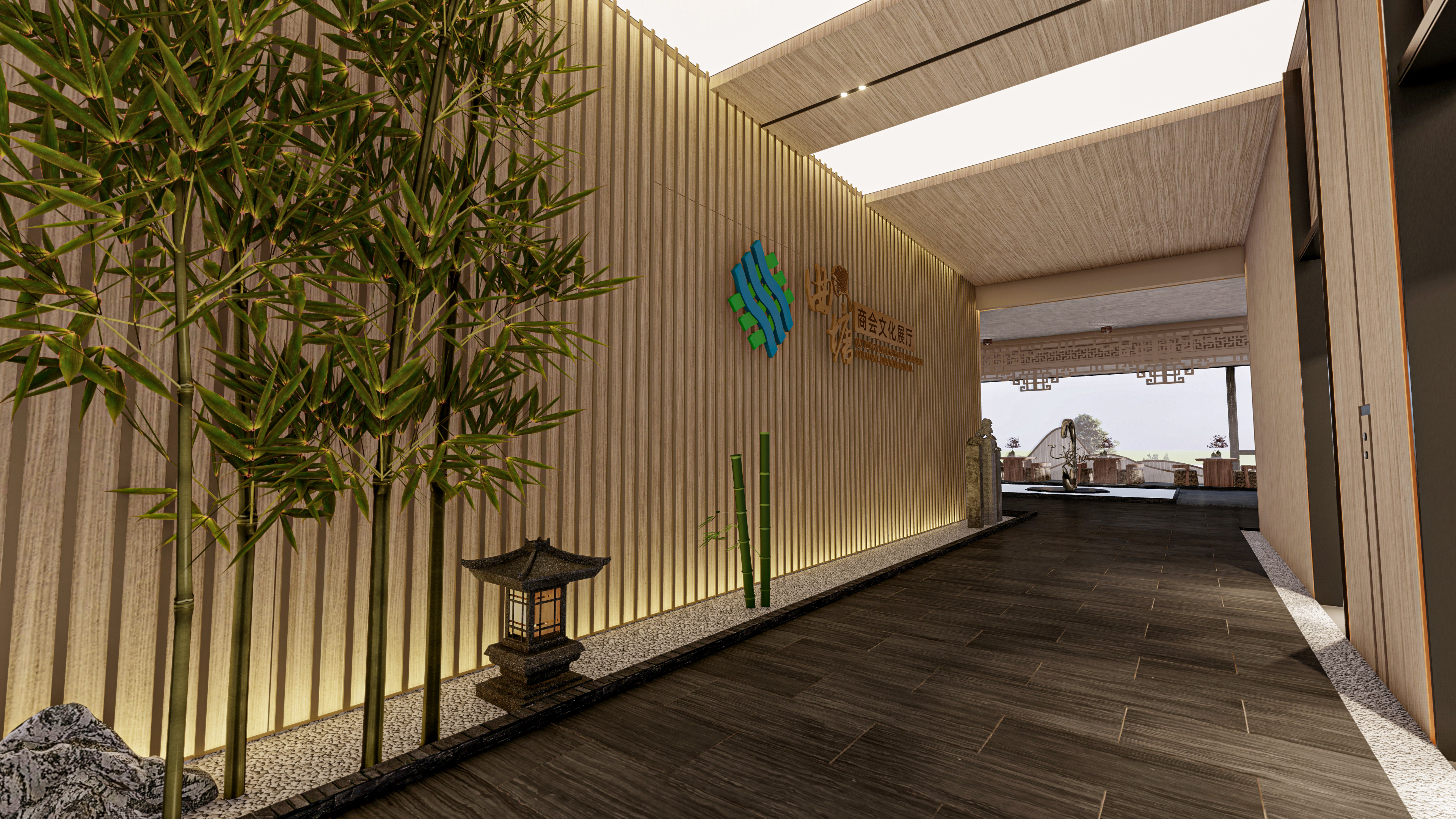《屋中庭院》·中式文化展厅空间设计-14