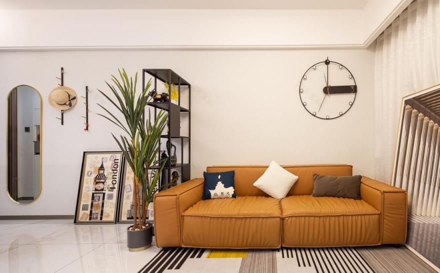 卡其色沙发搭配收纳墙,打造舒适宽敞客厅-12