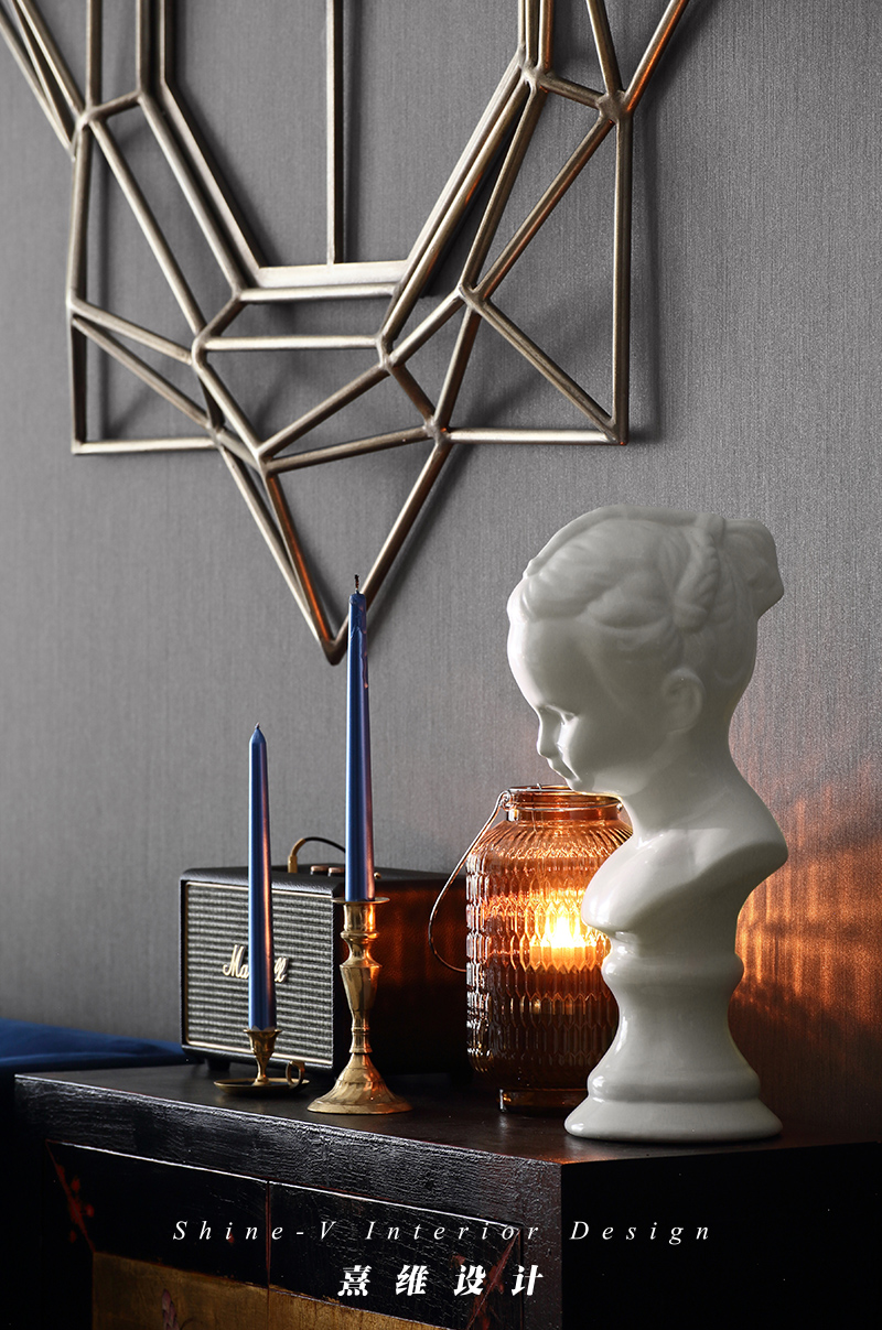 《构色》南京升龙天汇 90 平米三室两厅精装房改造,深蓝金色的复古典雅空间-13