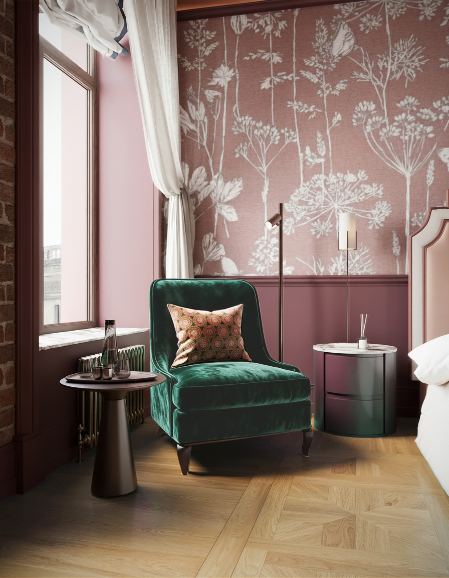 Wine color bedroom-1