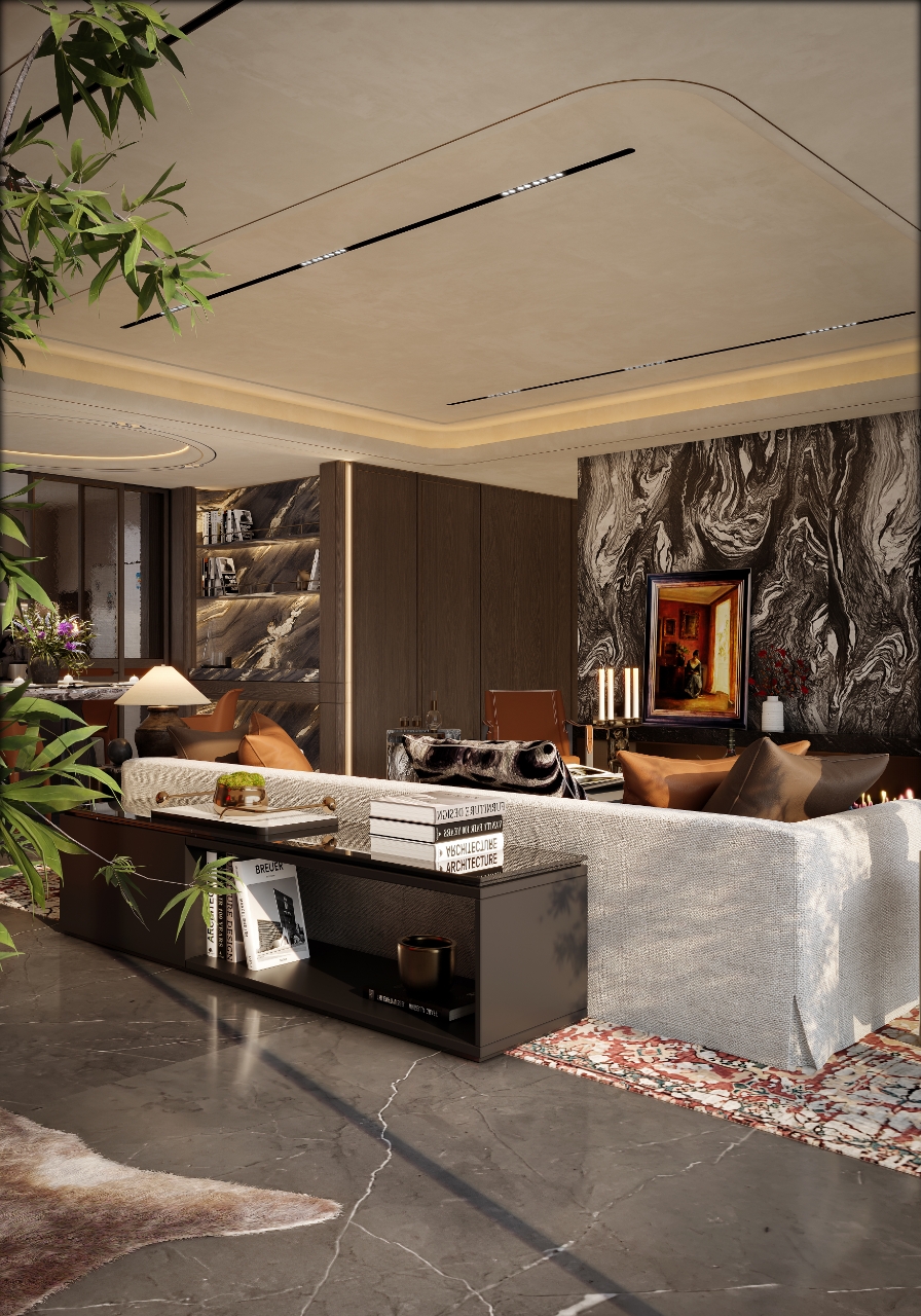 深色材质 × 对话空间  写实渲染项目丨Three Parts Blank-10