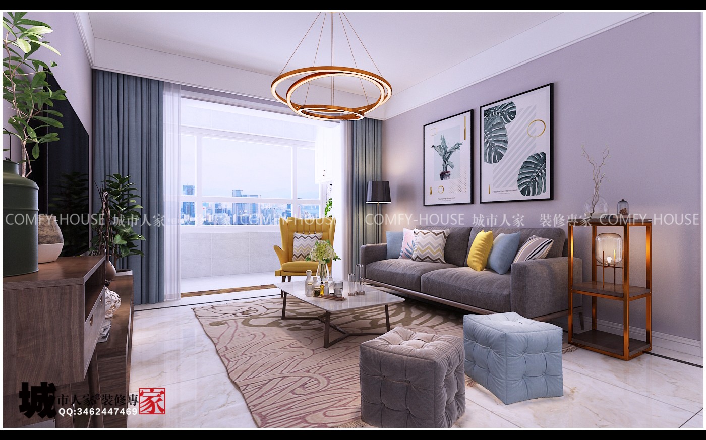 中国MALL(百步亭)两室两厅90平北欧风格装修-2