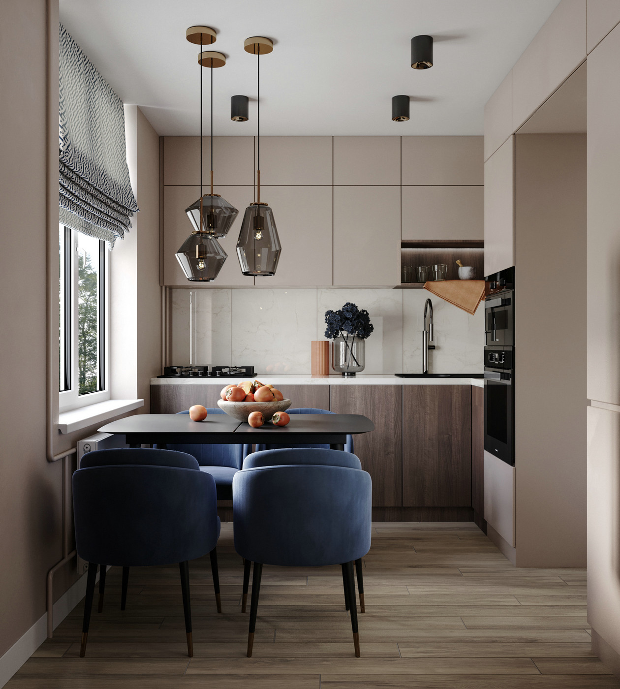 原木与蓝色打造的小空间公寓-7