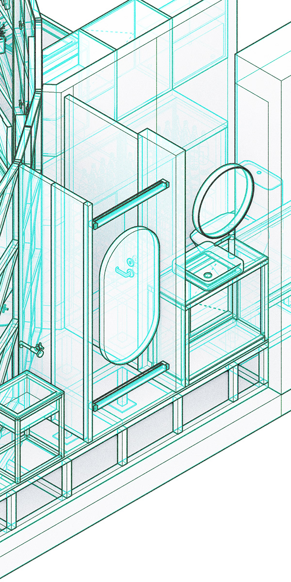 Carita Canalla / Barber Shop / Axonometrics-5