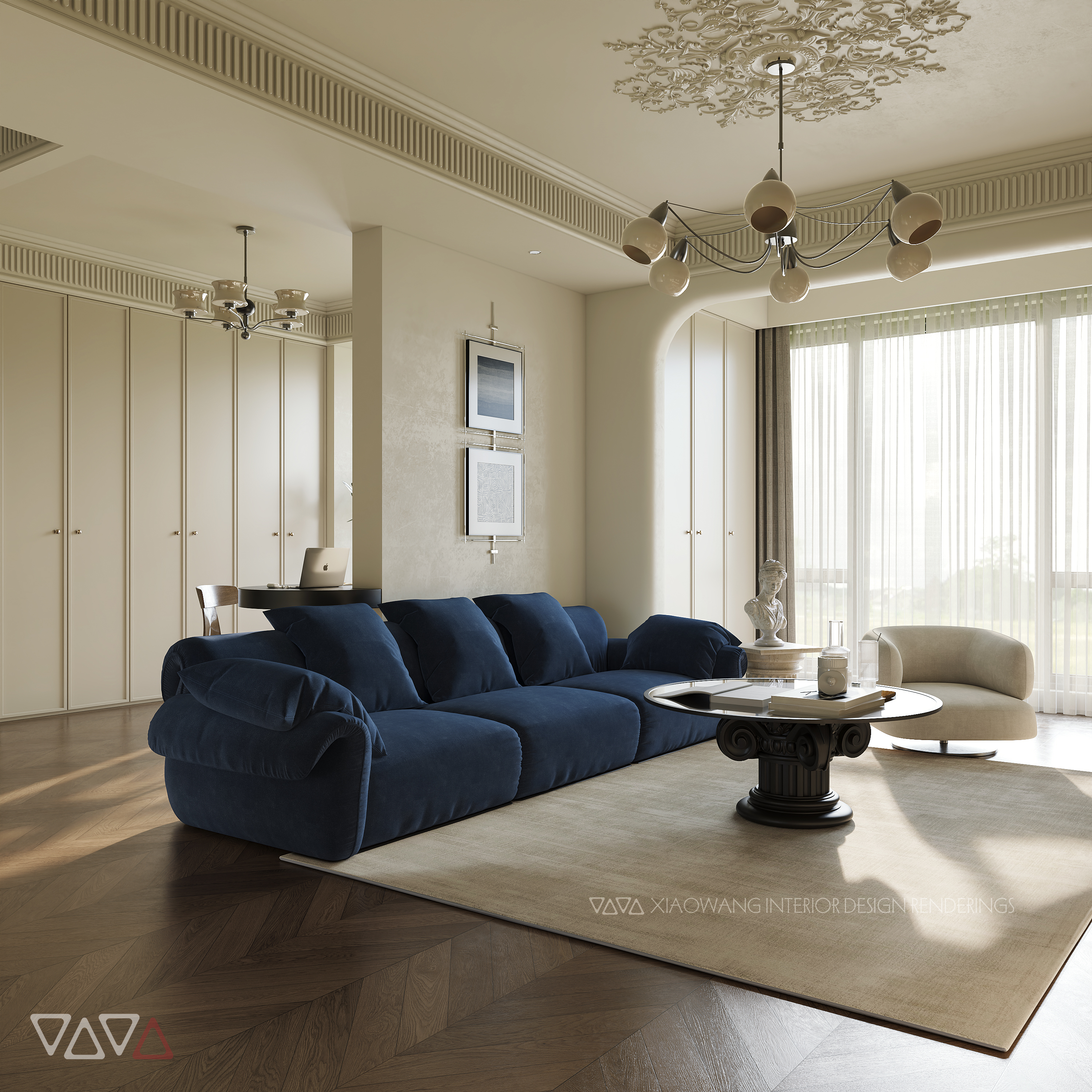 现代法式客餐厅效果图-4