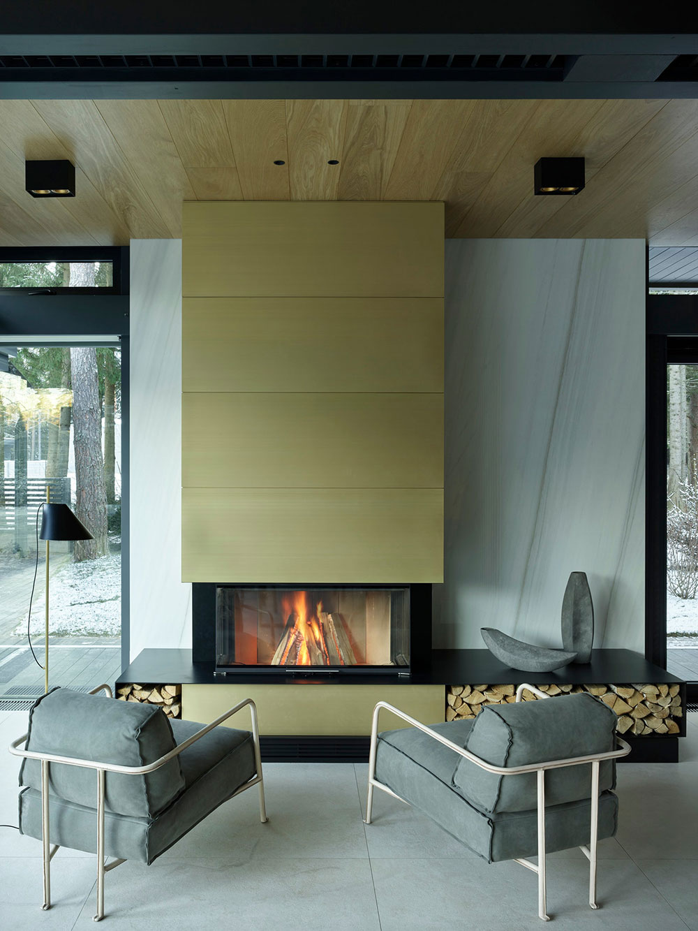 莫斯科玻璃墙现代森林小屋-3