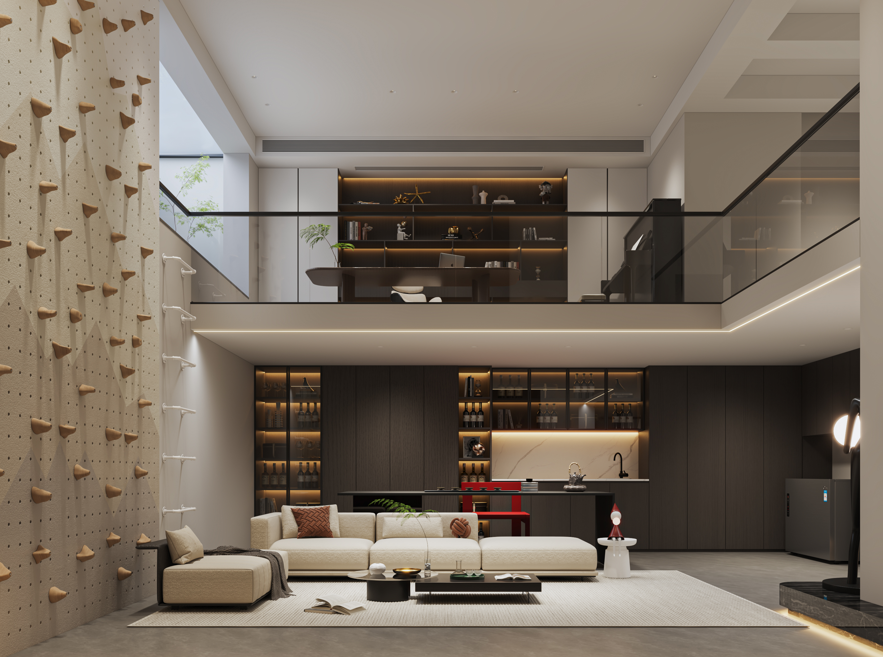 复式轻奢客餐厅效果图表现-3