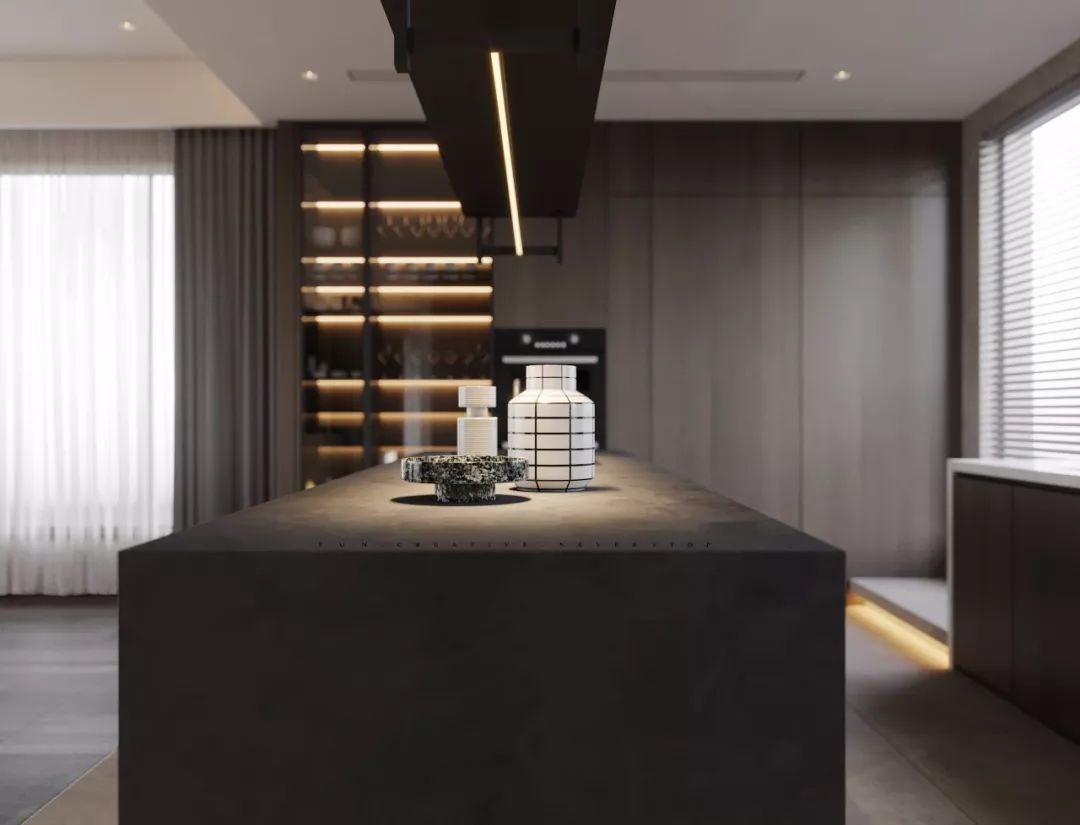 融创越州府顶楼大平层设计 | 温馨灰色系,全开放式厨房-27