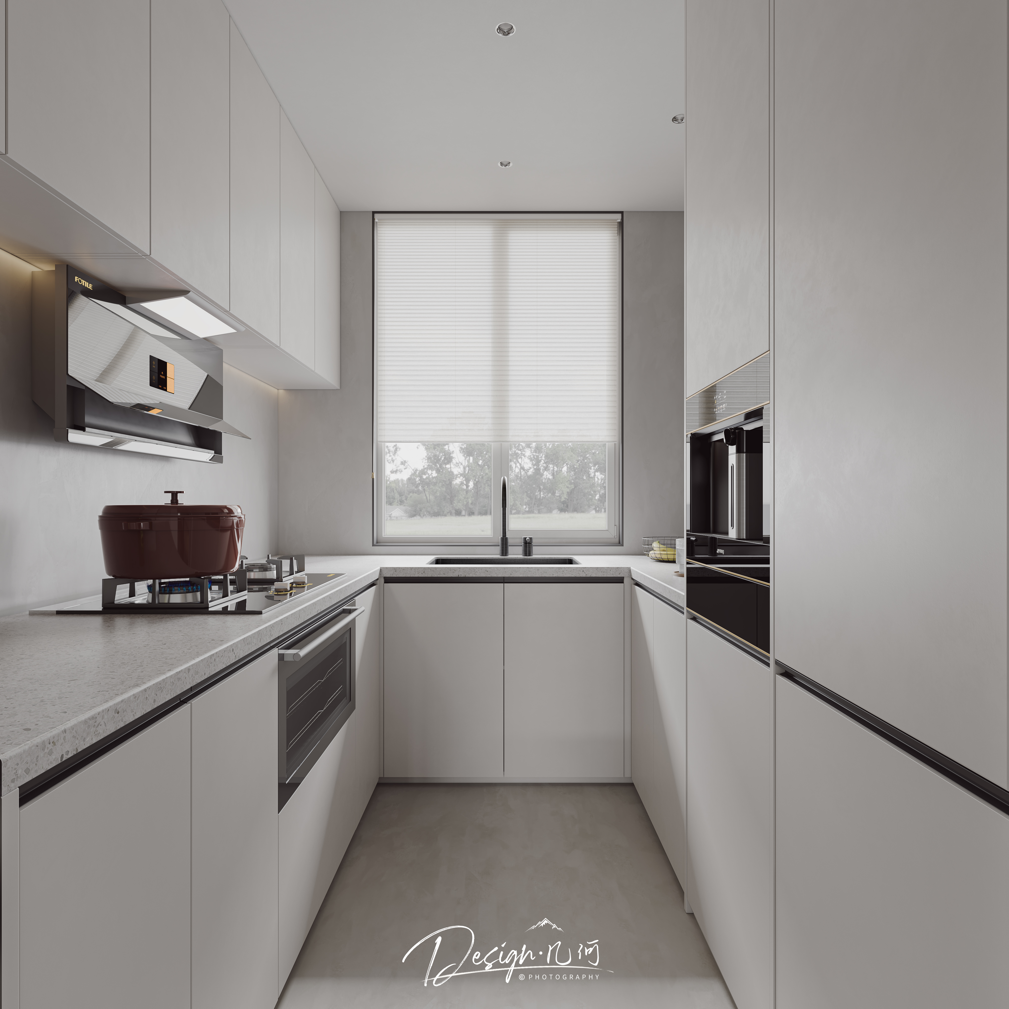 几何空间视觉表现 | 华润瑞府现代极简纯色客餐厅-5