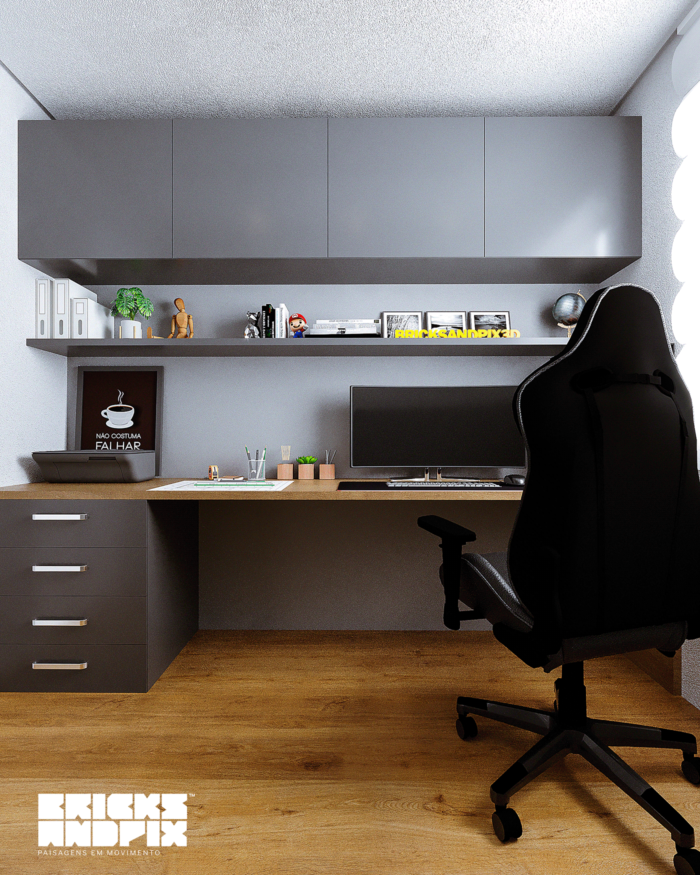 Anastasiya Gushchina丨平层丨HOMEOFFICE BRICKS - CGI-6